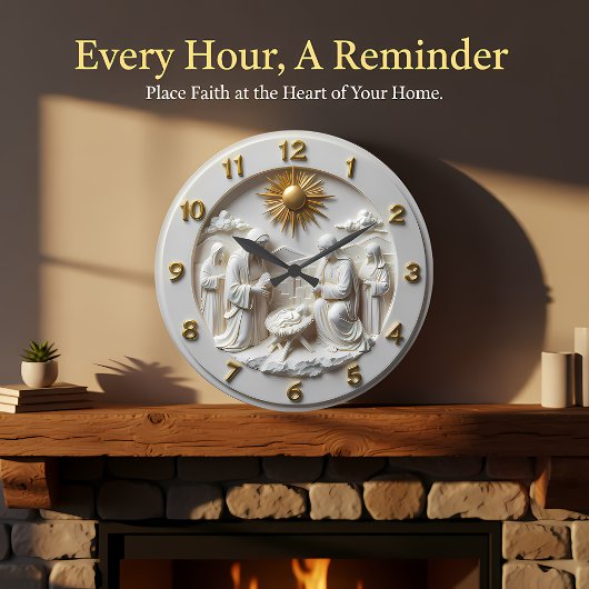 Jesus Holy Family Nativity ラージ壁時計