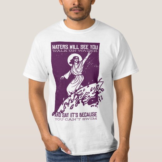 Jesus Humour Funny Jesus Surfing  Tシャツ (正面)