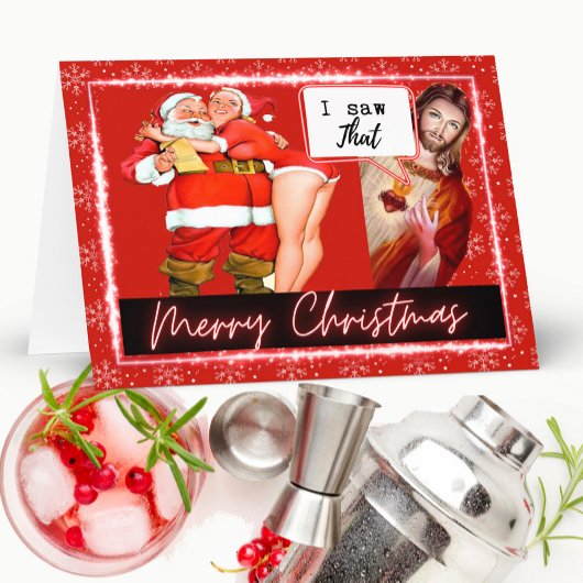Jesus - I saw that - Retro Christmas Card  Funny カード