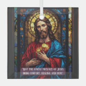 Jesus Icon of Healing Religious Christmas Quote  ガラスオーナメント (正面)