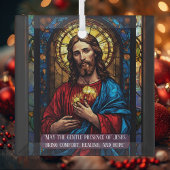 Jesus Icon of Healing Religious Christmas Quote  ガラスオーナメント