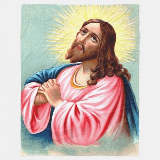 JESUS in祈りの言葉 フリースブランケット (正面)