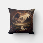 Jesus in 威厳のある Mountain Landscape at Dusk クッション (正面)