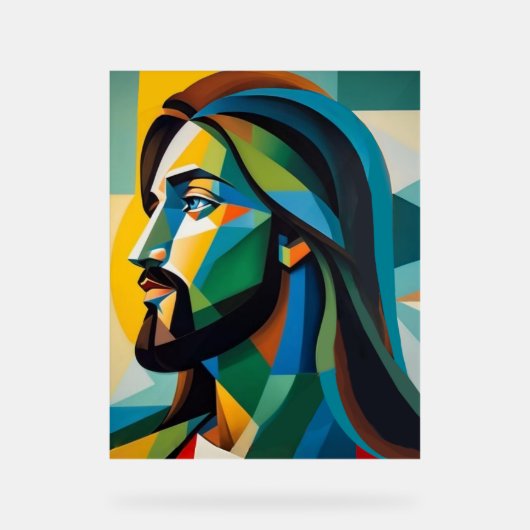 Jesus in green cubism 6 アクリルサイン (正面)