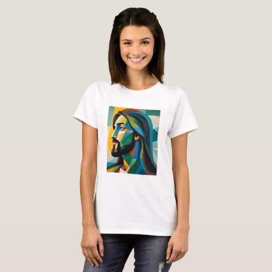 Jesus in green cubism 6 tシャツ (正面フル)