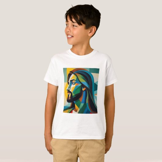 Jesus in green cubism 6 tシャツ (正面フル)