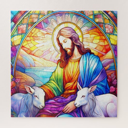 Jesus in Stained Glass ジグソーパズル (縦)