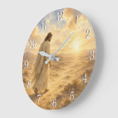 Jesus in the Desert Wall Clock — Inspirational Des ラージ壁時計 (傾斜)