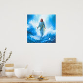 Jesus In The ocean Poster Print ポスター (キッチン)