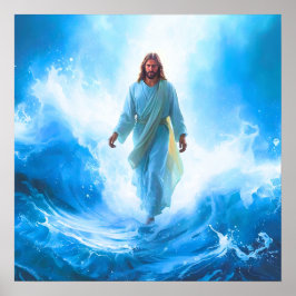 Jesus In The ocean Poster Print ポスター