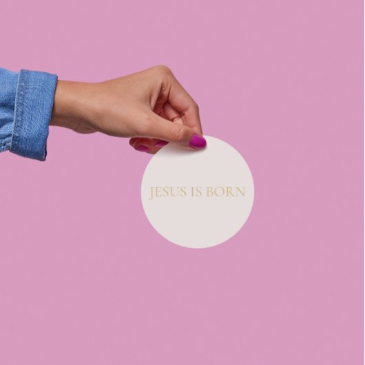 JESUS IS BORN Cream Christmas Sticker #2 ラウンドシール