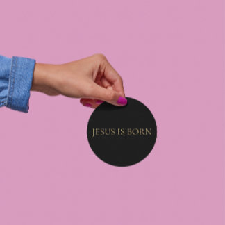 JESUS IS BORN Minimalist Christmas Sticker ラウンドシール