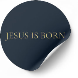 JESUS IS BORN – Navy Minimal Christmas Sticker  ラウンドシール