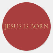 JESUS IS BORN Red Minimal Christmas Sticker #4  ラウンドシール (正面)