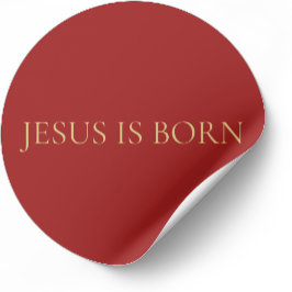 JESUS IS BORN Red Minimal Christmas Sticker #4  ラウンドシール