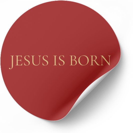 JESUS IS BORN Red Minimal Christmas Sticker #4  ラウンドシール