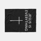 Jesus Is Everything Minimal Cross Christian Faith フリースブランケット (正面(横))