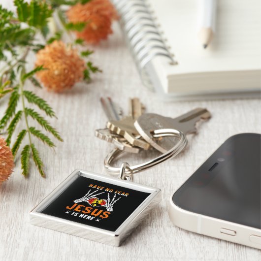 Jesus Is Heart Skeleton Hand Minimal Design キーホルダー (側面)