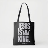 Jesus Is King Christian Bible Scripture Quote Pull トートバッグ (正面)