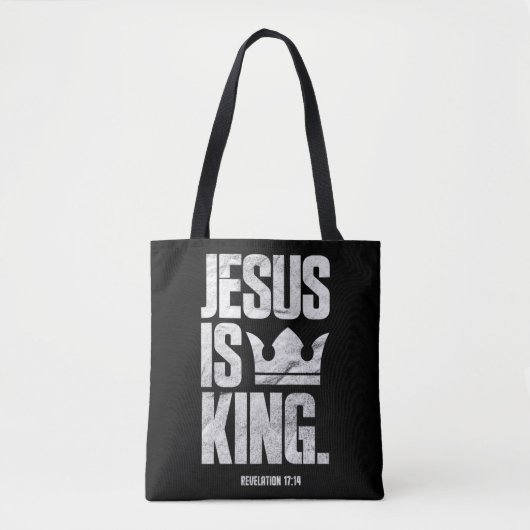 Jesus Is King Christian Bible Scripture Quote Pull トートバッグ (正面)