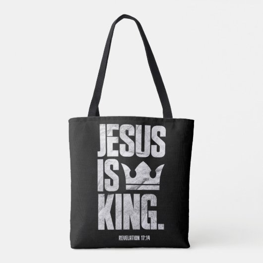 Jesus Is King Christian Bible Scripture Quote Pull トートバッグ (裏面)