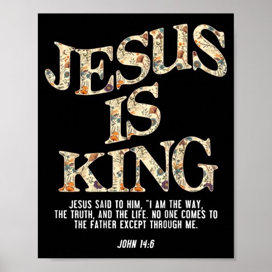 Jesus Is King Christian Cross God Faith Bible Reli ポスター (正面)