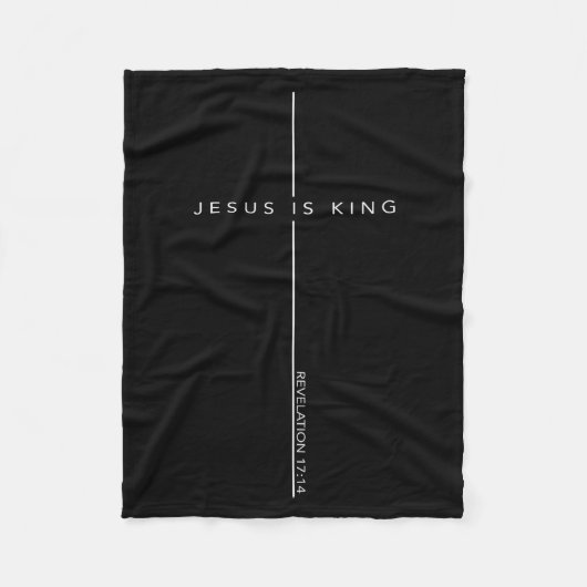 Jesus Is King Cross Christian Faith Bible Verse  フリースブランケット (正面)