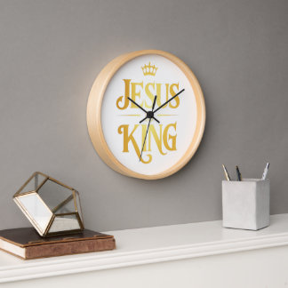Jesus Is King Gold Crown Minimalist Wall Clock 壁時計