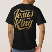 Jesus Is King Gold Font Christian Statement Tシャツ (裏面)