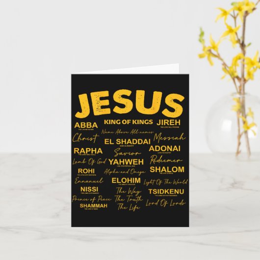 Jesus Is King Names Of God Hebrew Jesus Christian カード (黄色い花)