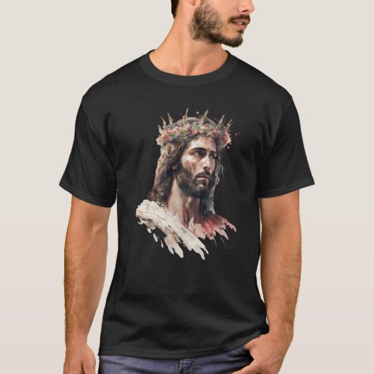 Jesus Is King Of Kings Jesus Floral Crown Christia Tシャツ (正面)