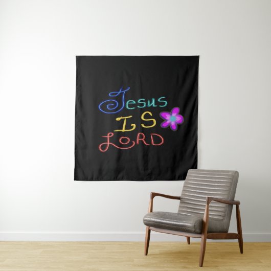 Jesus is LORD Colorful Script Black タペストリー (インサイチュ)