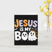 Jesus Is My Boo Cute Christian Halloween Ghost Fun カード (黄色い花)
