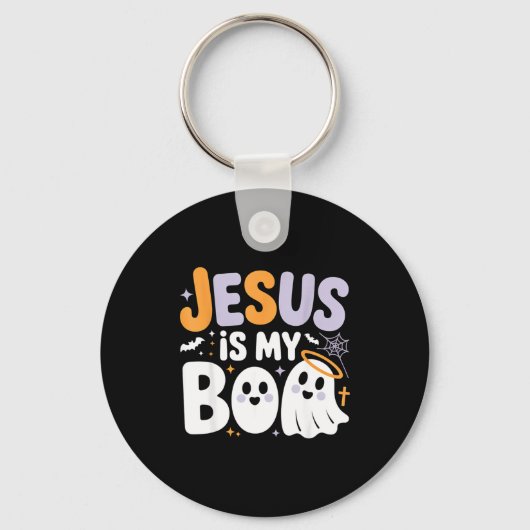 Jesus Is My Boo Cute Christian Halloween Ghost Fun キーホルダー (正面)