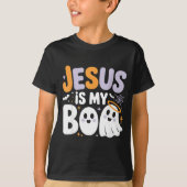 Jesus Is My Boo Cute Christian Halloween Ghost Fun Tシャツ (正面)