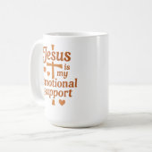Jesus is my Emotional Support コーヒーマグカップ (正面左)