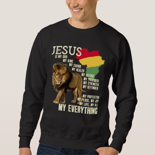 Jesus Is My God My King Black History Month BLM Me スウェットシャツ (正面)