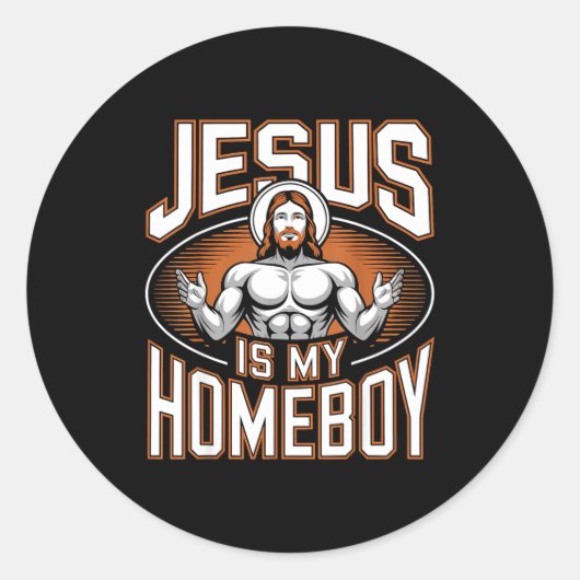 Jesus Is My Homeboy Religious Gym Christian Faith  ラウンドシール (正面)