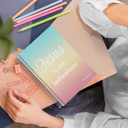 Jesus is my Influencer | Personalized Rainbow ノートブック