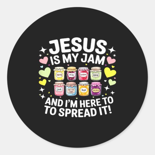 Jesus Is My Jam And Im Here To Spread Christian Bi ラウンドシール (正面)