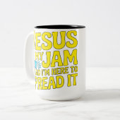 Jesus Is My Jam Funny Christian Faith Music ツートーンマグカップ (正面左)