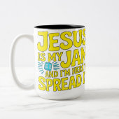 Jesus Is My Jam Funny Christian Faith Music ツートーンマグカップ (左)