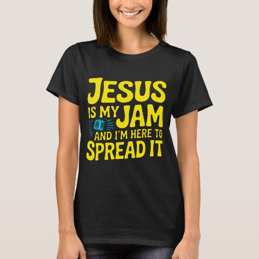 Jesus Is My Jam Funny Christian – Faith Music Tシャツ (正面)