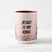 Jesus Is My King - Custom Text Floral Mug マグカップ (中央)