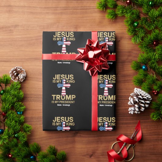 Jesus Is My King Trump Is My President Patriotic ラッピングペーパー (クリスマスギフト)