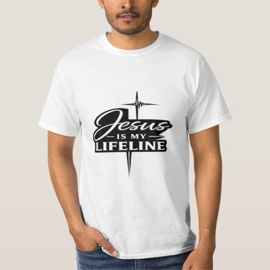 Jesus Is My Lifeline Christian Faith Graphic  Tシャツ (正面)
