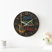Jesus Is My Rock Christian Guitar ラージ壁時計 (ホーム)