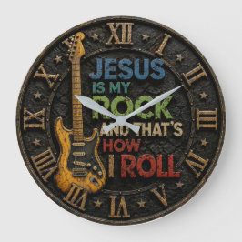 Jesus Is My Rock Christian Guitar ラージ壁時計