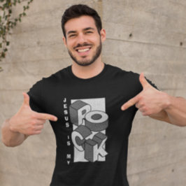 JESUS IS MY ROCK Isometric Christian T-Shirt Tシャツ