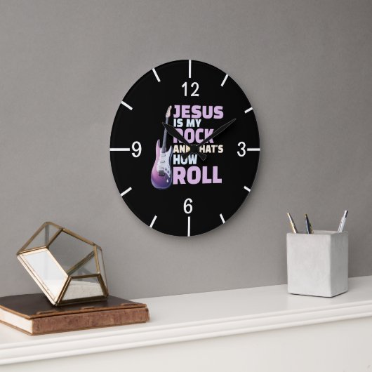 Jesus Is My Rock Wall Clock ラージ壁時計 (オフィス)